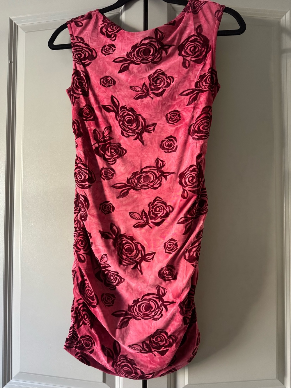 Pink Floral One-Piece Swim Dress with Rose Print